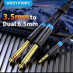 Vention 3.5mm to 3.5mm Audio Cable 6.35mm Male 1/4" Mono Jack to Stereo 1/8" Aux